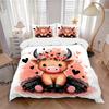 3pcs Adorable Cow Quilt Set Cartoon Themed Bed Quilt Set Lovely Character Bedroom Decor Bed Quilt Set Four Seasons (1 Cover + 2Pillowcase NO Comf