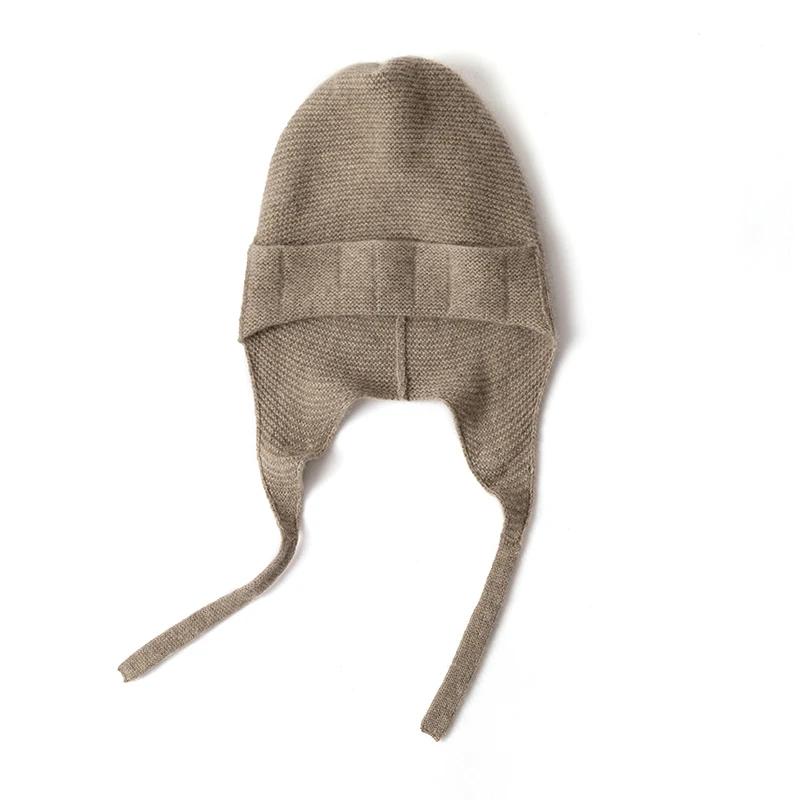 

Women 100% Pure Cashmere Trapper Hat Ear Flap Design Knit Winter Warm Soft Skullies Cap Cold Weather Accessory верблюд