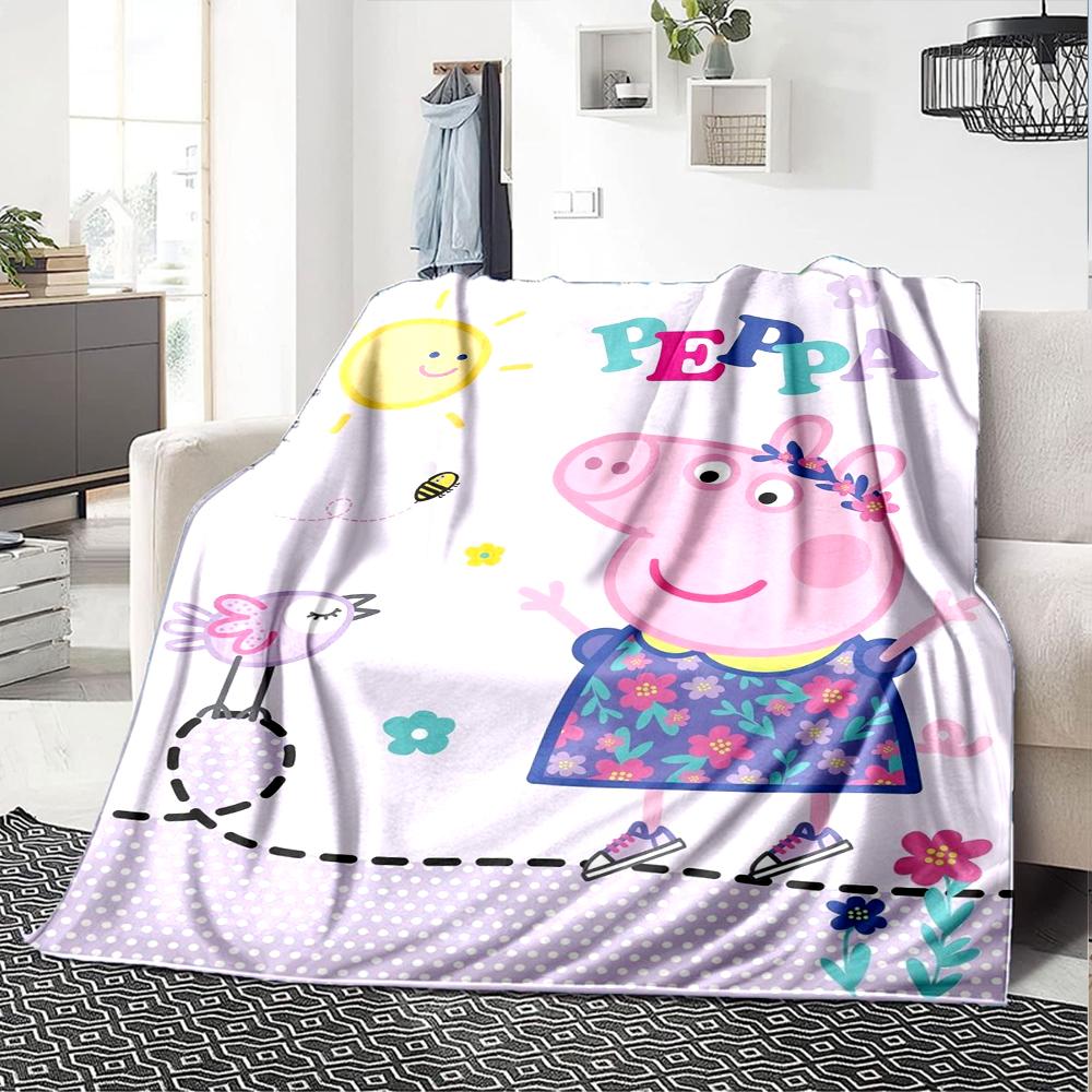 Peppa Pig Theme Printed Blanket - Perfect for Couch, Bed, Travel & Outdoor Use | Machine Washable, Cozy & Durable.