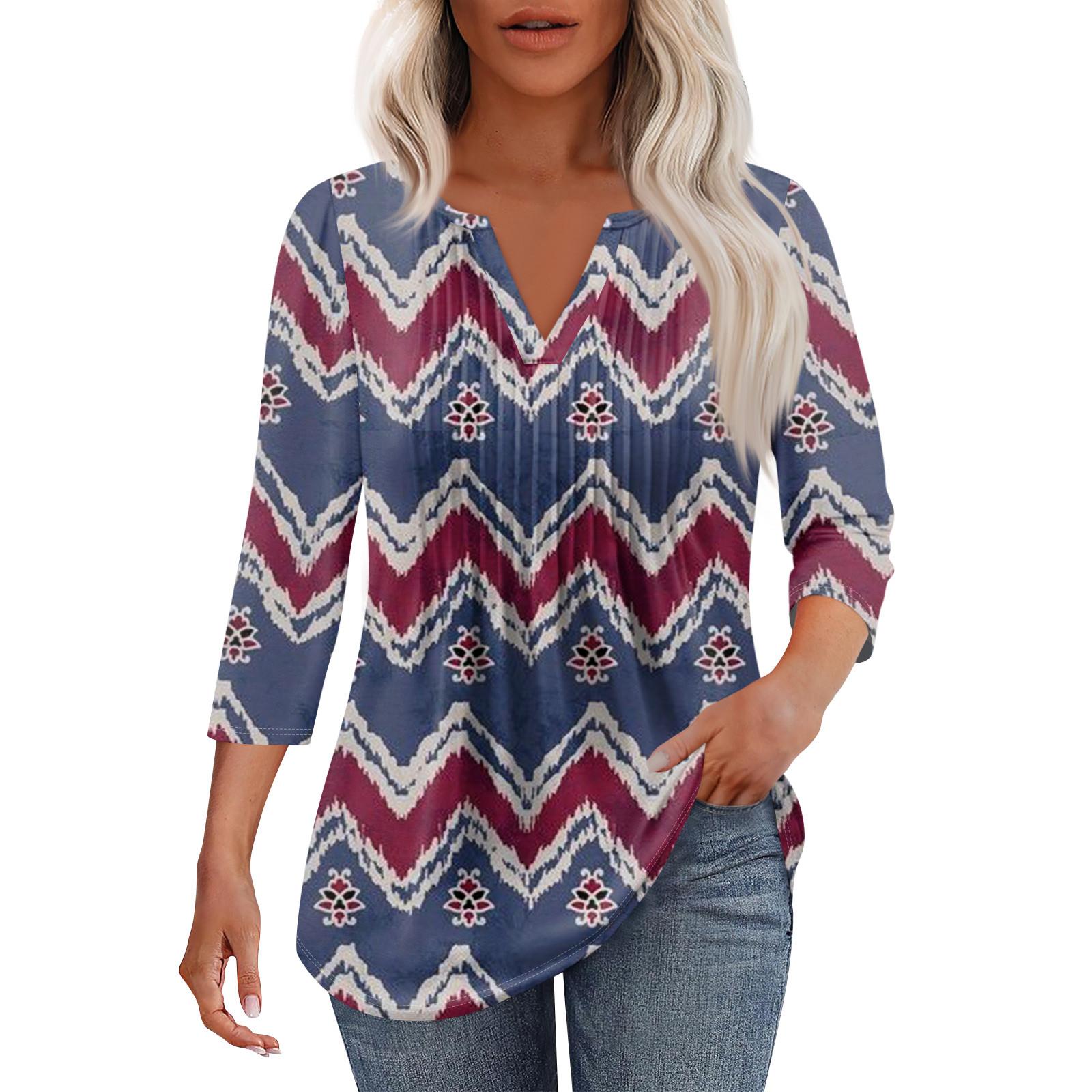 

Женская модная повседневная плиссированная футболка с V-образным вырезом и рукавом семь четвертей XXL тёмно-синий