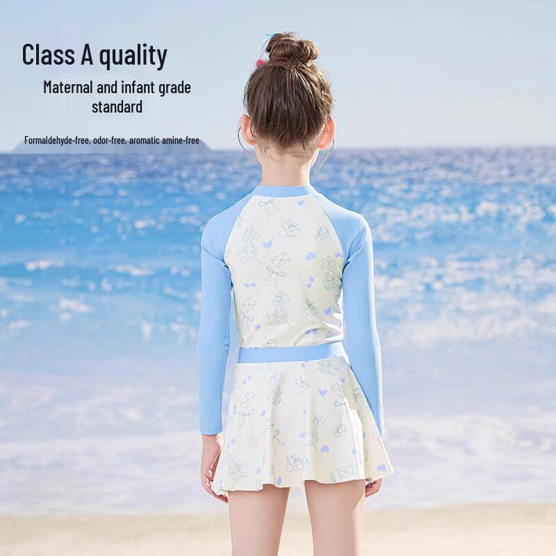 Disney Girls' Long-Sleeve One-Piece Sun Protection Swimsuit