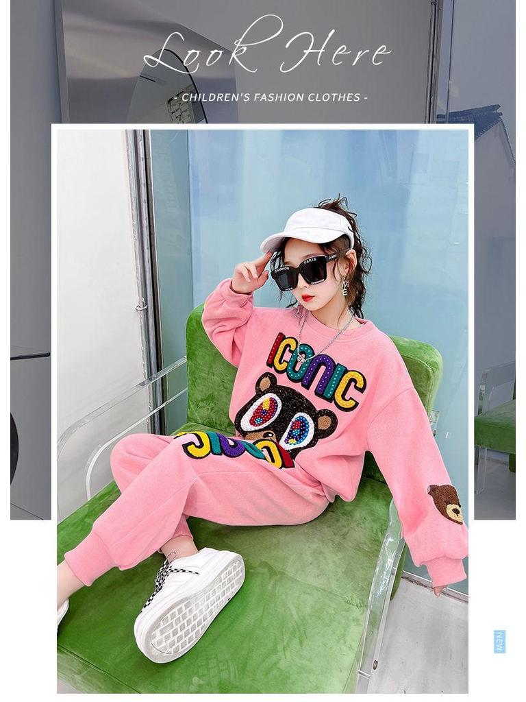 Stylish Spring Two-Piece Suit for Girls - Trendy, Fashionable, and Perfect for Mid-to-Large Children