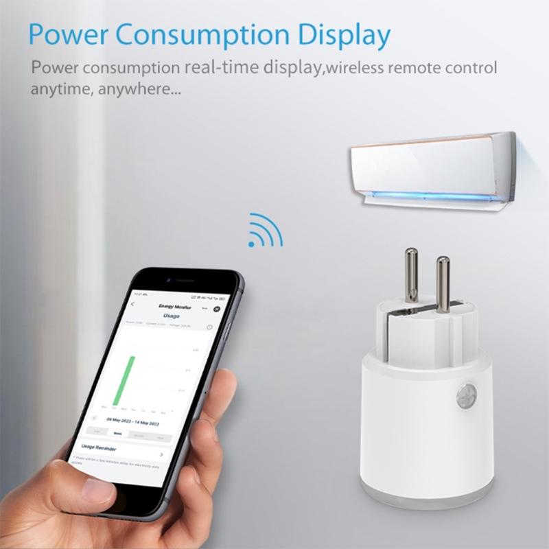 16A WiFi Intelligent Socket Matter WiFi Socket Timer Outlet Power Monitor Support Voice Control Power Switch For Home
