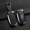 Metal Leather Car Smart Key Case Protect Shell For Ford Explorer Edge Escape Bronco F-150 Mustang Focus MK4 Kuga Taurus Sticker RM9