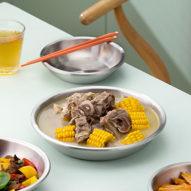 Tiefer runder Teller aus Edelstahl 304