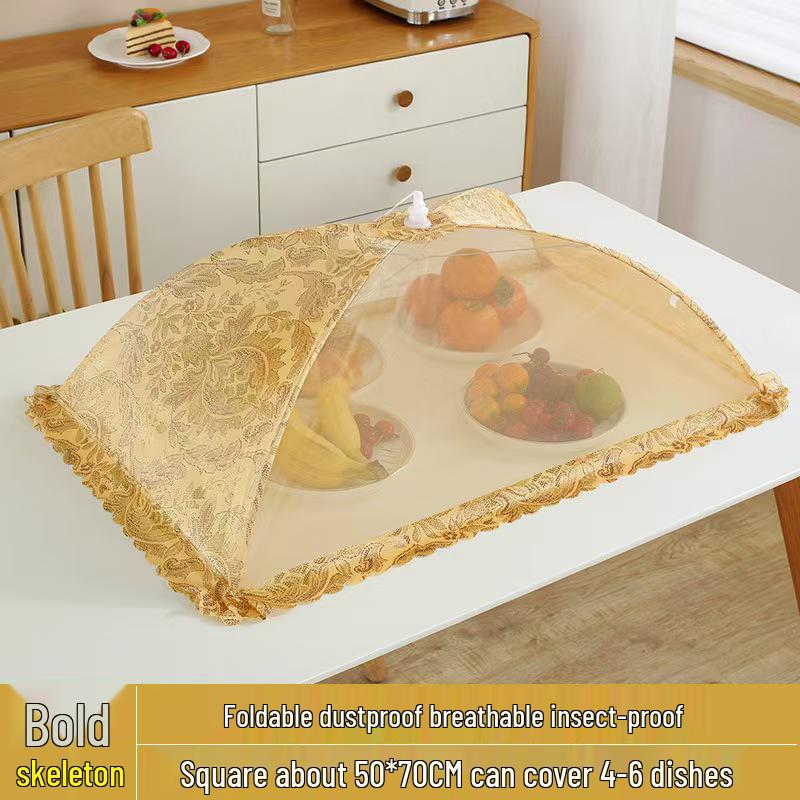 2023 Foldable Mesh Food Cover: Printed Umbrella Design for Protecting Leftover Foods