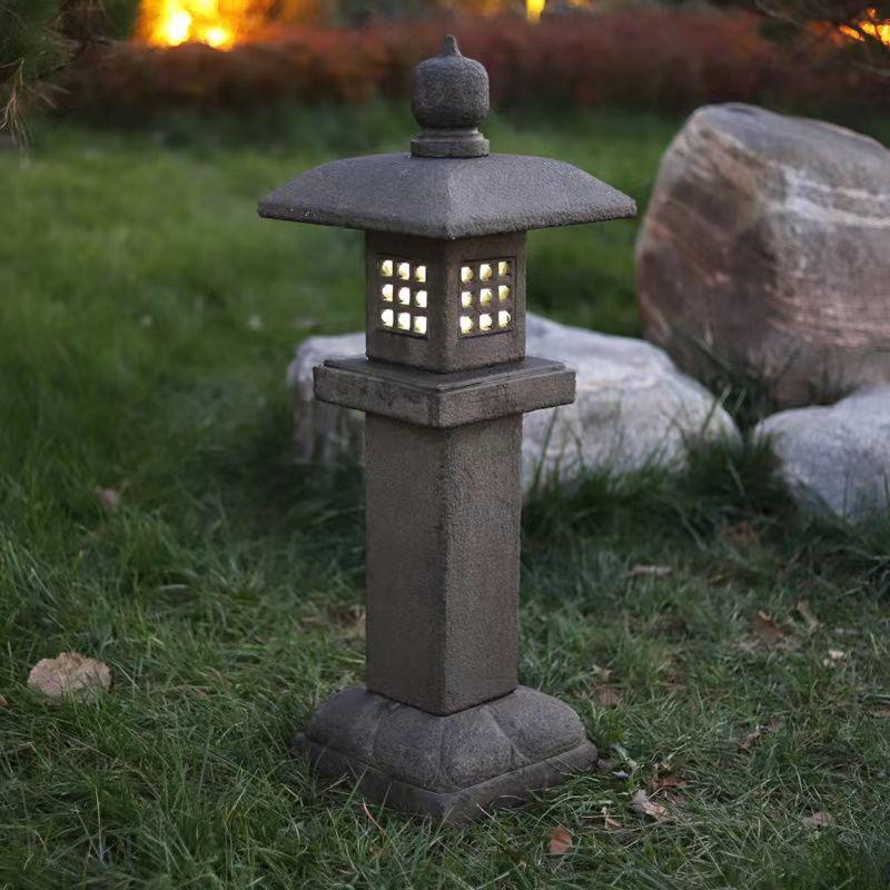 Antique Bluestone Courtyard Lantern: Outdoor Landscape Stone Lamp in New Chinese Style