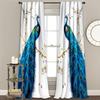 Peacock Print Curtains Window Treatment Bedroom Office Kitchen Living Room Study Home Decor Curtain Set Of 2 Made Polyester With Rod Pocket Washable
