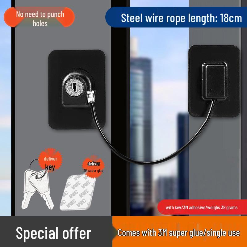 Stainless Steel No-Drill Window Lock, Child Safety & Anti-Theft Latch