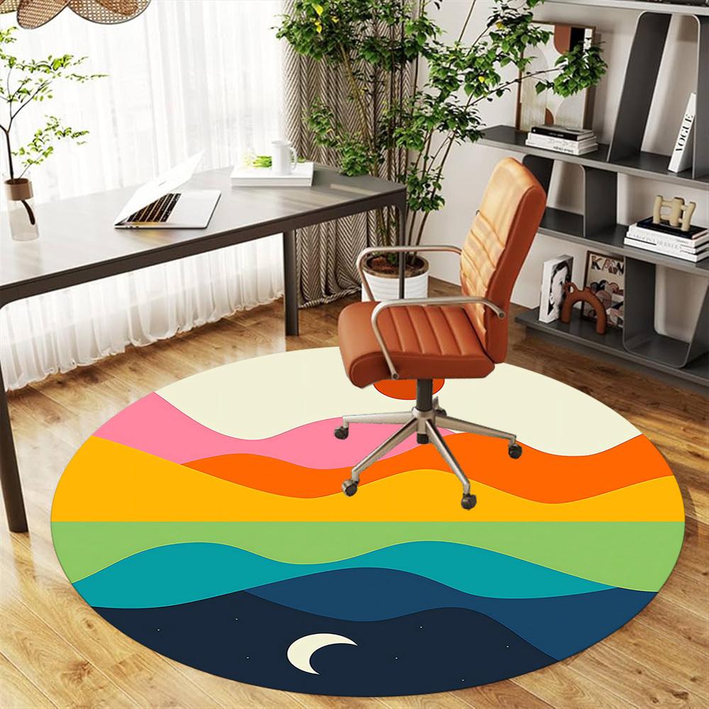 1pc sunset moon Round Chair mat Area Rug - Non-Slip, Floor Mat for Office, Bedroom, and Indoor Decor c1118041