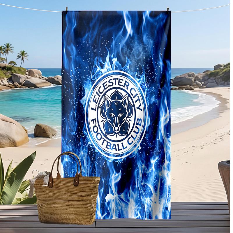 Leicester City Football Print Beach Towel, Large Soft Quick Dry Towel for Beach Camping Swimming
