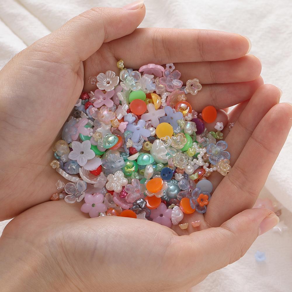 20g Acrylic Mixed Beads Colored Flower Star Shaped Spacer Loose Beads for DIY Jewelry Making Necklace Phone Chain Supplies