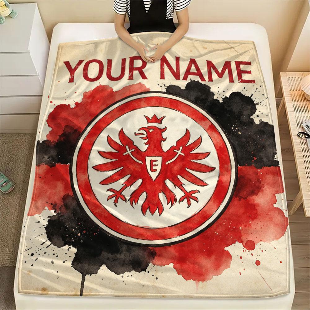Custom Name,Eintracht Frankfurt Printed Flannel Blanket, Soft Throw for Bedroom Sofa, Washable, Christmas Present, Great Gift.