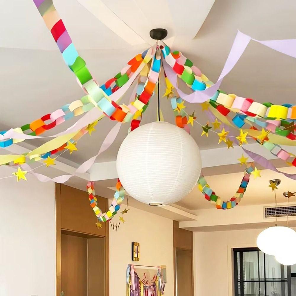 300PCS/Set DIY Paper Chain Garland Strips Mixed Color Colorful Garland Strips Home Decoration