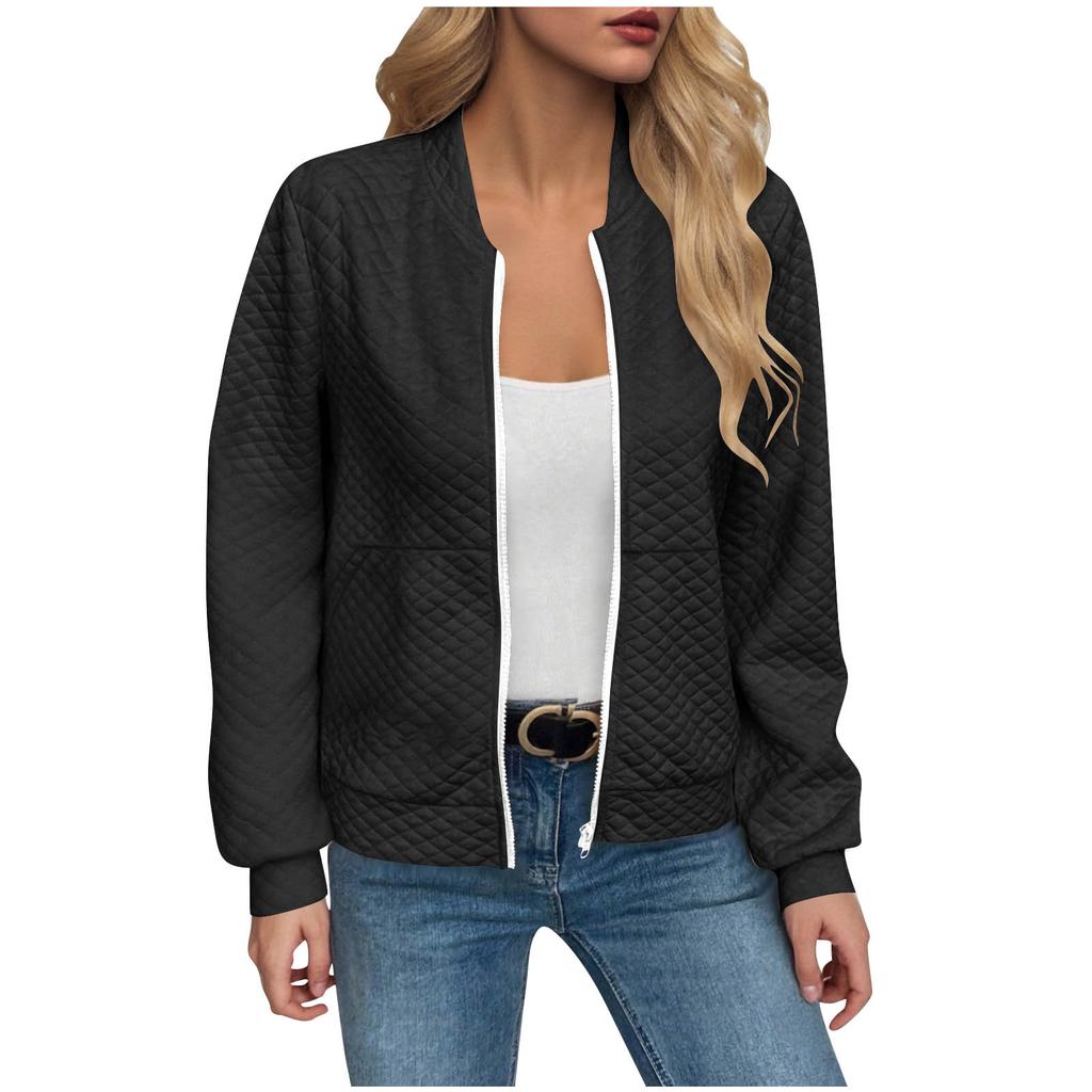 Women's Loose Comfortable Casual Fashionable Zipper Jacket Solid Color Jacket