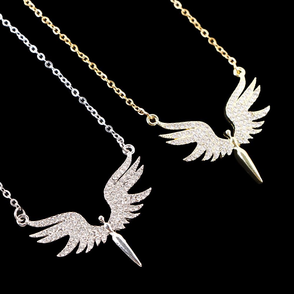 Temperament Zinc Zinc Alloy Crystal Angel Wings Choker Korean Neck Jewelry Woman Necklaces Clavicle Chain