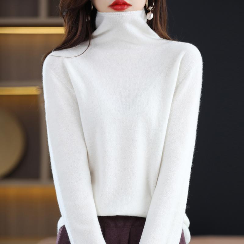 Dámský svetr s rolákem, kašmír Qinghe, 30 % kašmír 70 % vlna, zimní pletený svetr podzimní svetr kašmírový svetr