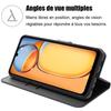 Coque pour Xiaomi Redmi 13C - Noir - Flip Case - Cuir PU - Antichoc - 2 Verres Trempés