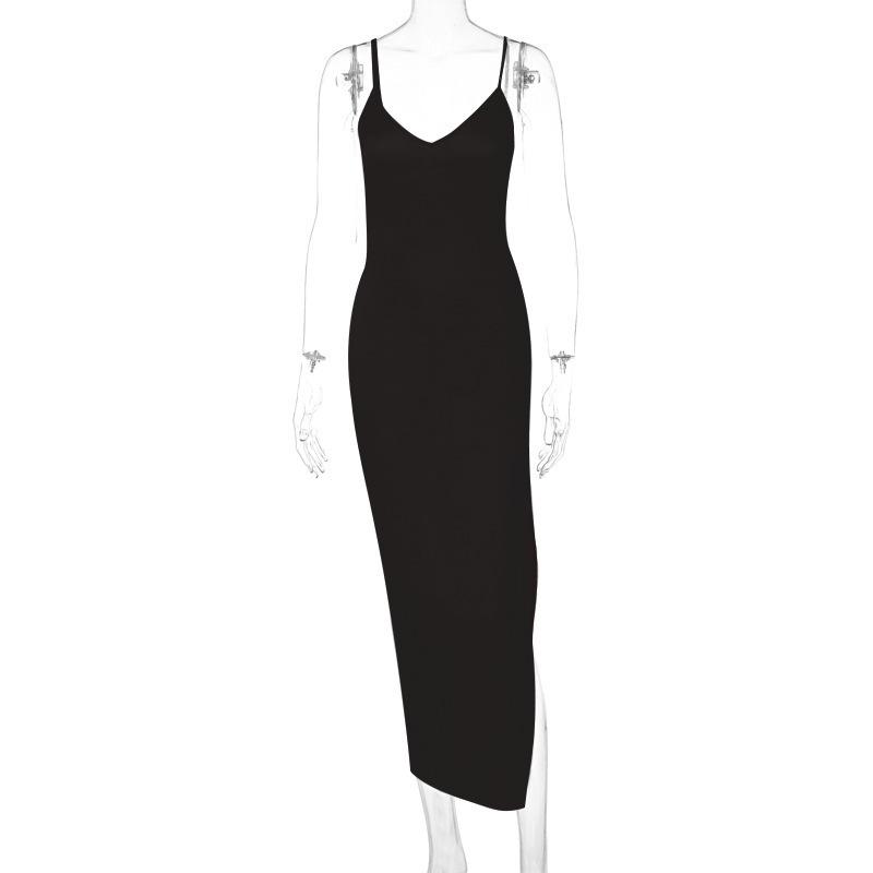 2026 Summer Elegant Backless V-neck Slit Dress for Women Small
