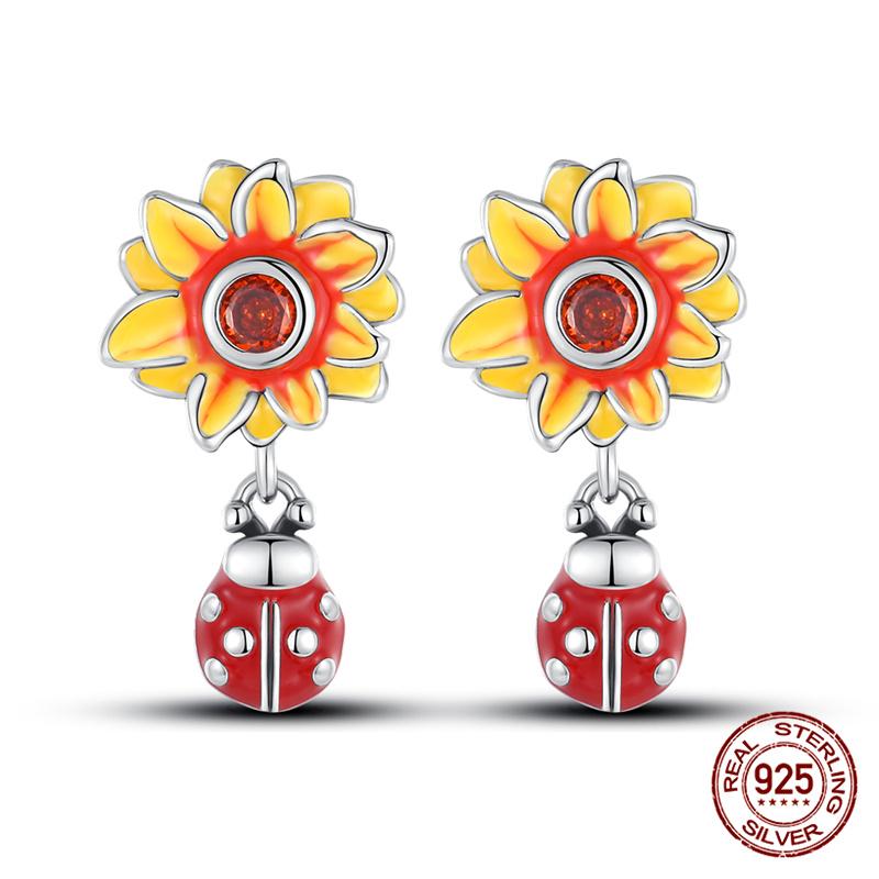 Original 100% S925 Silver Sunflower K Gold Pendant Earrings Iris Earrings Ladies Birthday Anniversary Gift