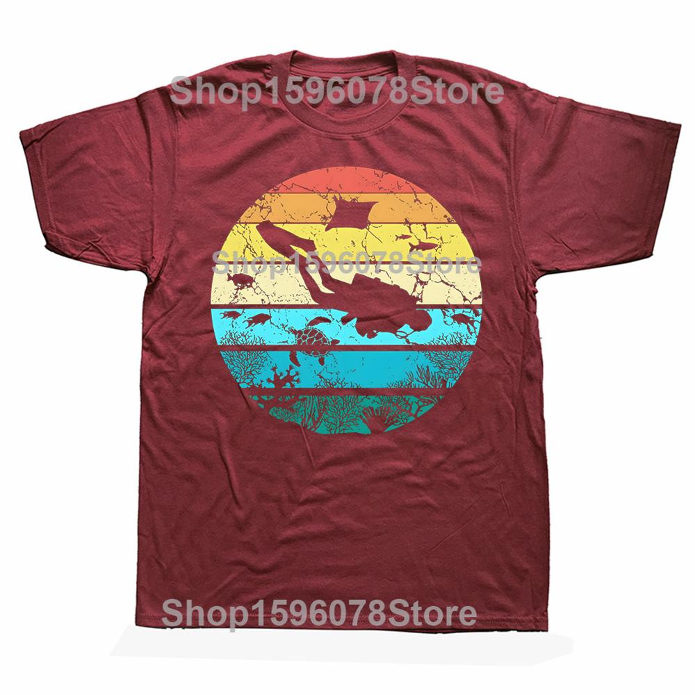 Vintage Retro Scuba Diving Graphic T Shirts Men Women Pure Cotton Humor Streetwear Tee Shirt Short Sleeve Unisex Loose Clothing