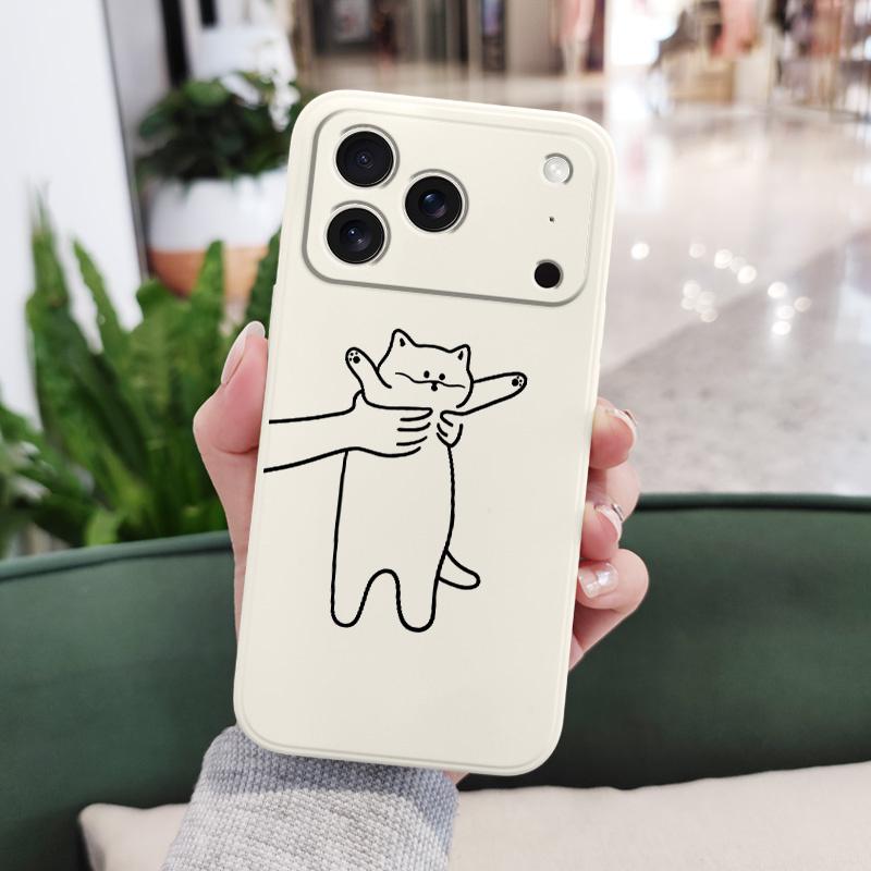 Fidgeting Cat Phone Case For iPhone 17 Air 16 16e 15 14 13 Pro Max Plus Mini Liquid Silicone Soft Cover