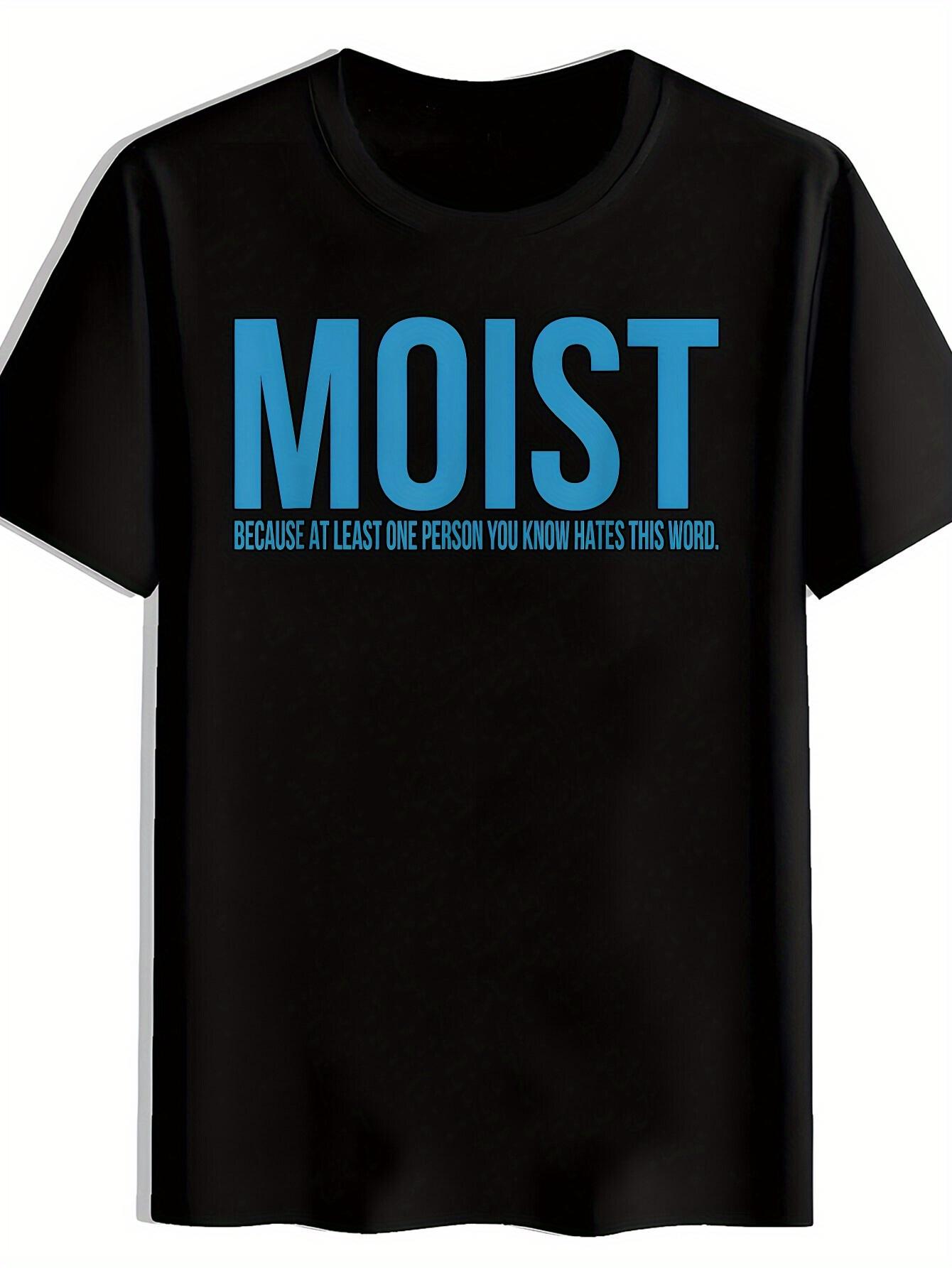 Humorous MOIST Graphic T-shirt - Black with Blue Lettering XXL