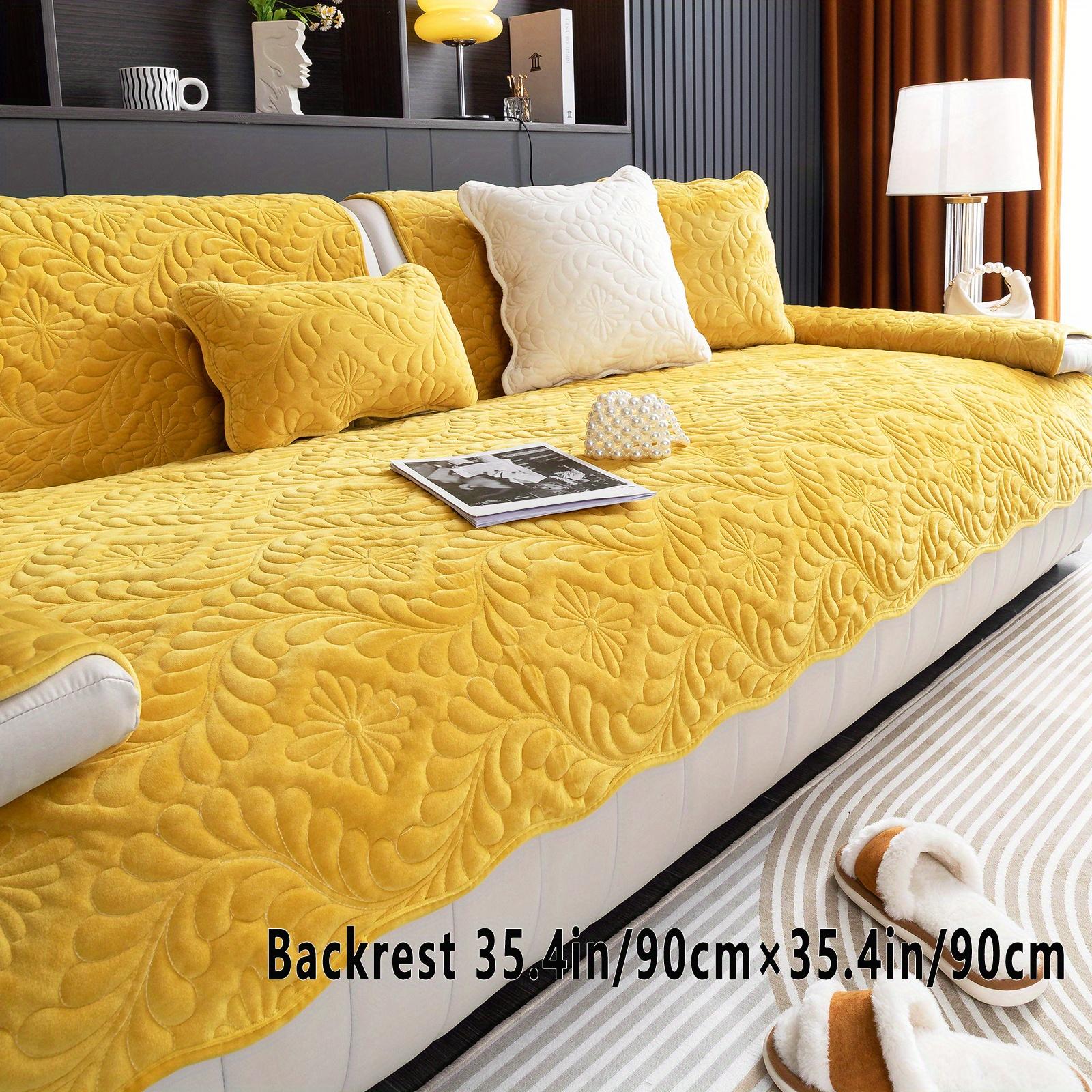 

Мягкий удобный молочный бархатный чехол для дивана Basho Leaf, подушка, нескользящее полотенце, чехол для дивана, защитная мебель для спальни, офиса, гостиной, домашнего декора 90*90CM жёлтый