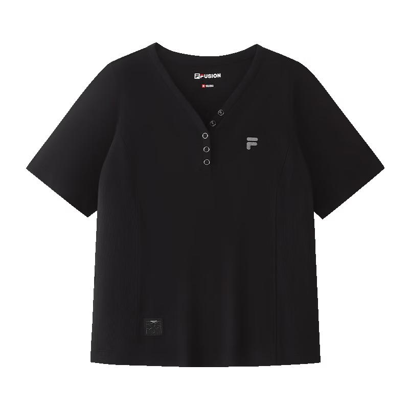 FILA FUSION Women s Slim Fit Knitted Short Sleeve T-shirt S чёрный