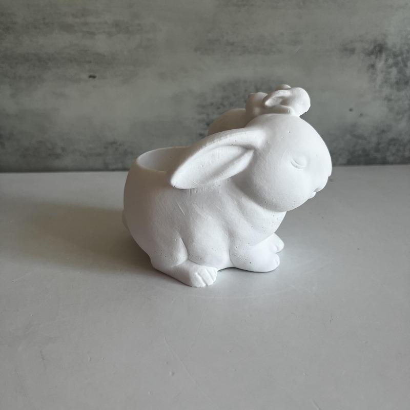 Rabbit Pot Plant Silicone Mold Rabbit Plaster Cement Flower Pot Molds Easter Decoration Moulds