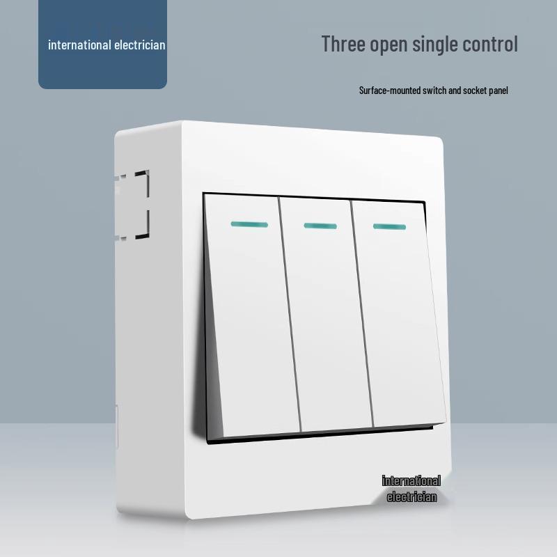 86 Type Double Gang Double Throw Wall Switch & Socket Panel with Exposed Wiring & Five Holes