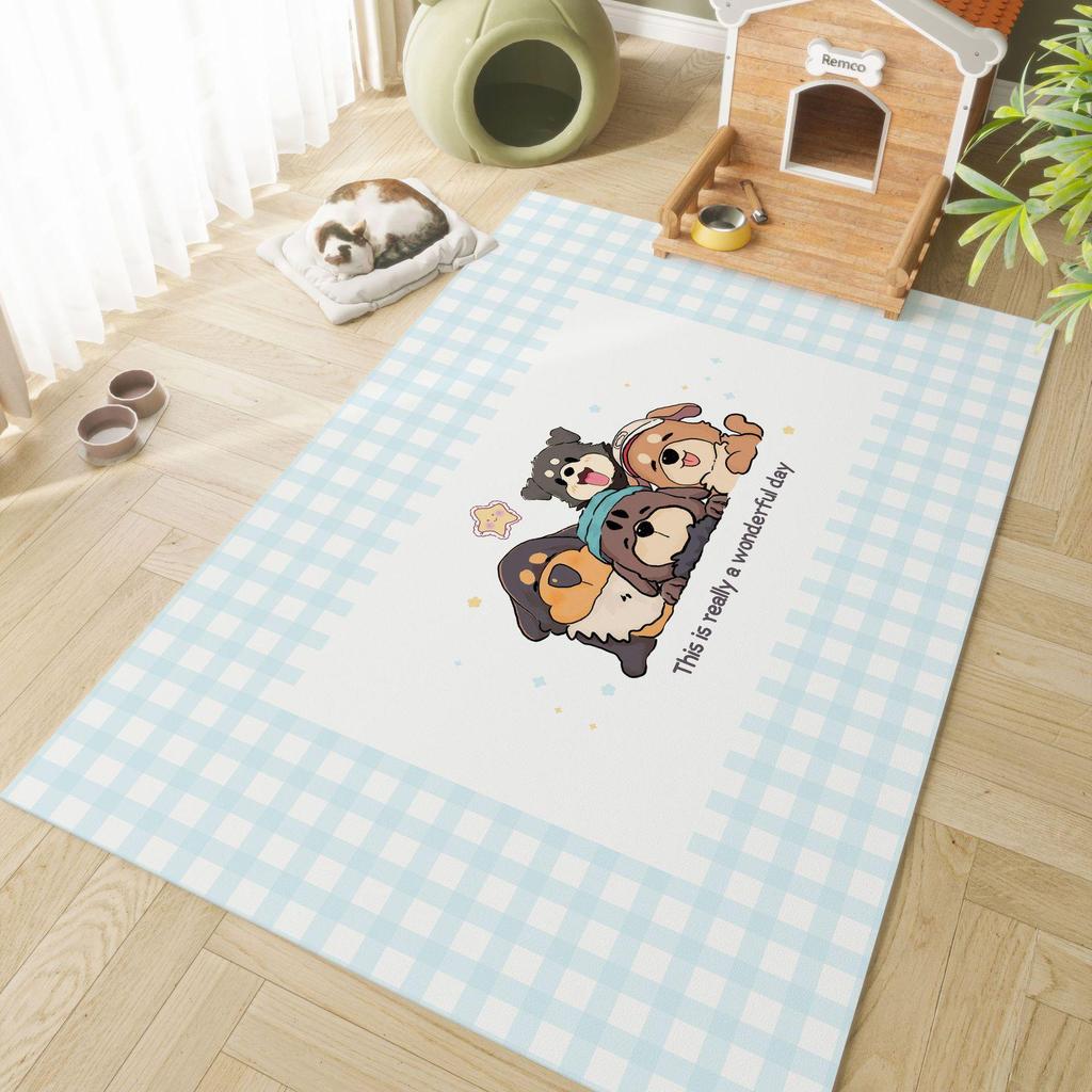 Alfombrilla Impermeable Antideslizante para Mascotas de Dibujos Animados: Cuero Duradero, Alfombra de Piso Lavable para Casa o Parque de Juego de Gato y Perro