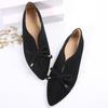 European and American Large-size Temperament Single Shoes Pointed Flat-bottomed Bows Decorative Flat-bottomed Single Shoes Comfortable and Trendy