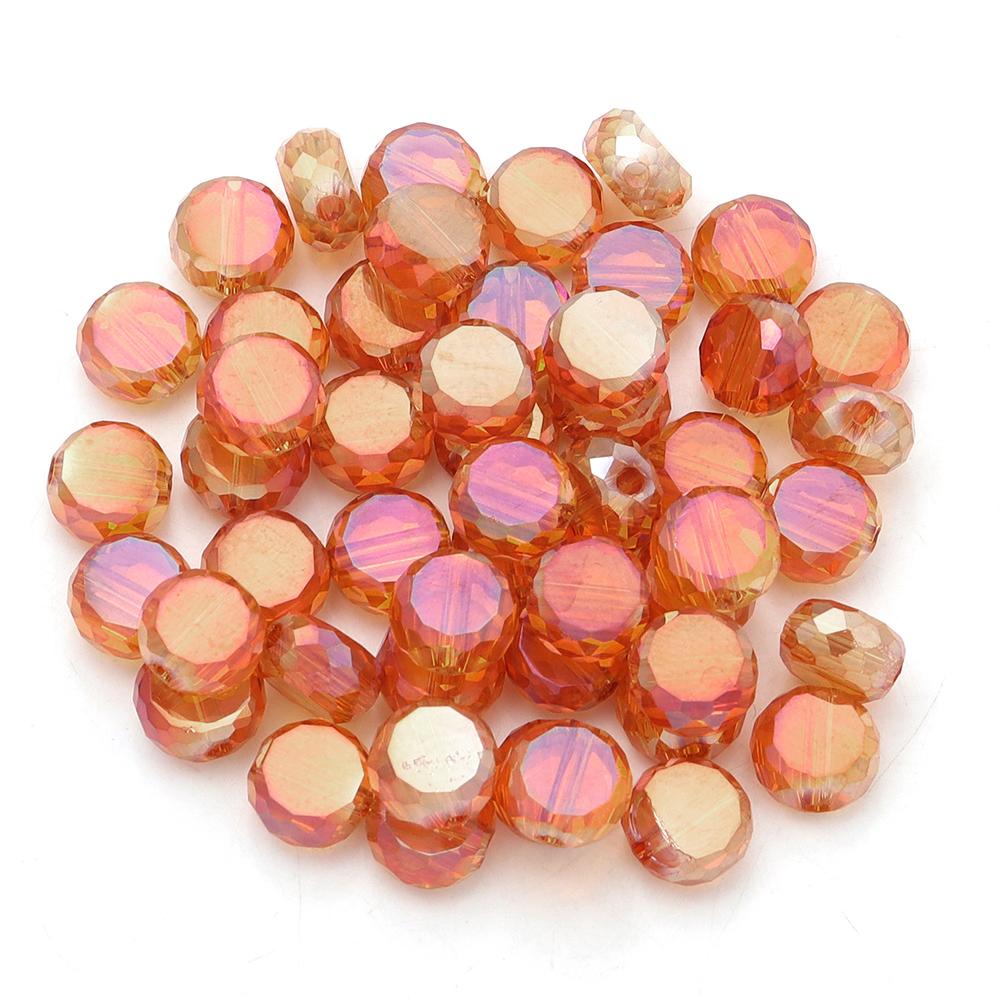 30Pcs Flat Round Faceted Crystal Beads Colorful Glass Beads Loose Spacer Beads For Jewelry Making DIY Bracelet Necklace Crafts