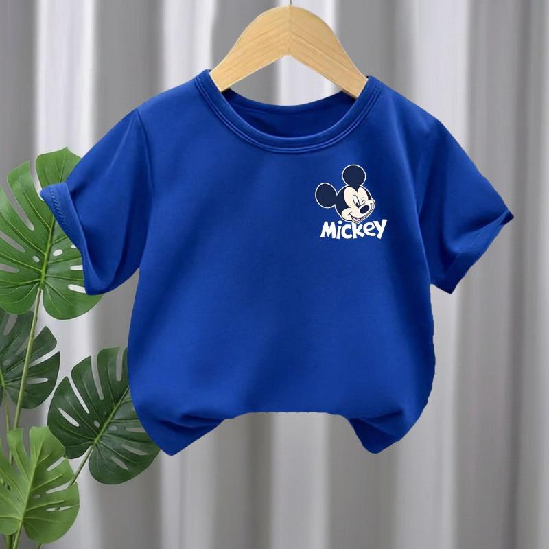 2026 Summer New Casual T-Shirt Mickey Print Children s Crew Neck Short Sleeve Top Fashion Outdoor Clothing 100