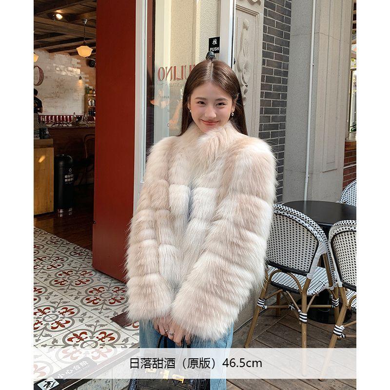 Winter New Car Strip Imitation Fox Fur Coat Women's Light Fur Thickened Coat Short