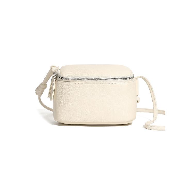 Simple and Casual Top-layer Cowhide Bag, Korean-style Shoulder and Crossbody Bag, Commuter Small Square Bag