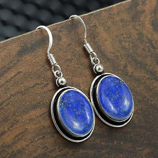 

Серьги с драгоценным камнем лазурит, женские серьги, висячие серьги, серьги ручной работы, подарок для нее