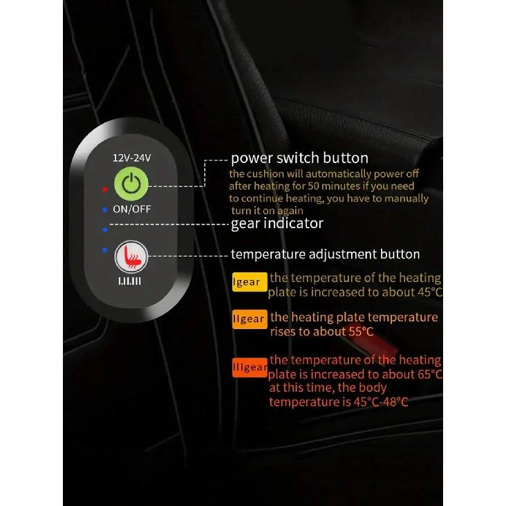 Universal Car Heated Seat Cushion 12V 24V Winter Warm Carriage Heating Blanket - Vehicle Seat Warmer Pad for All Seasons