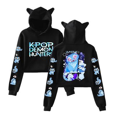 KPop lovci démonů Derpy tygr kočičí uši Dlouhý rukáv Crop topy Dívčí móda Mikina