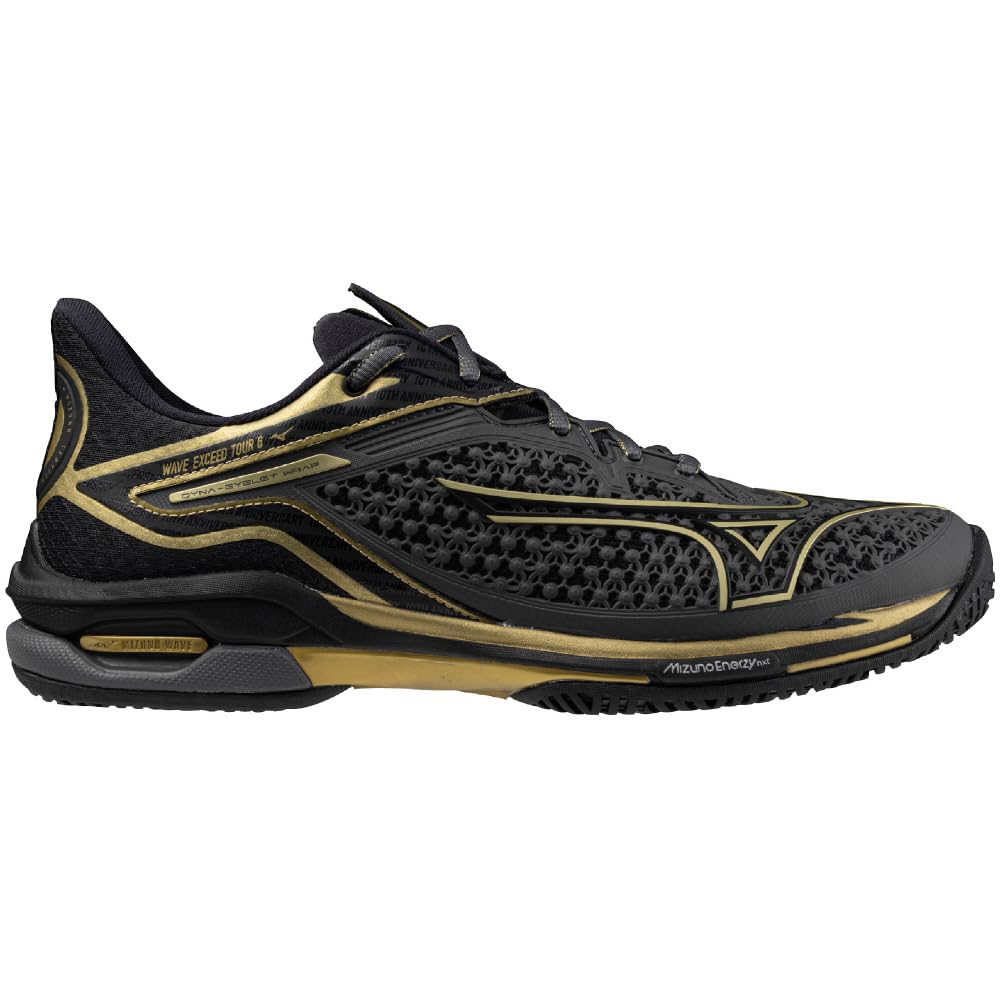 Mizuno Wave Exceed TOUR 6 AC Tennis Dark and Size 2E Shoes, Gray, Gold, Black, 23.5 cm,