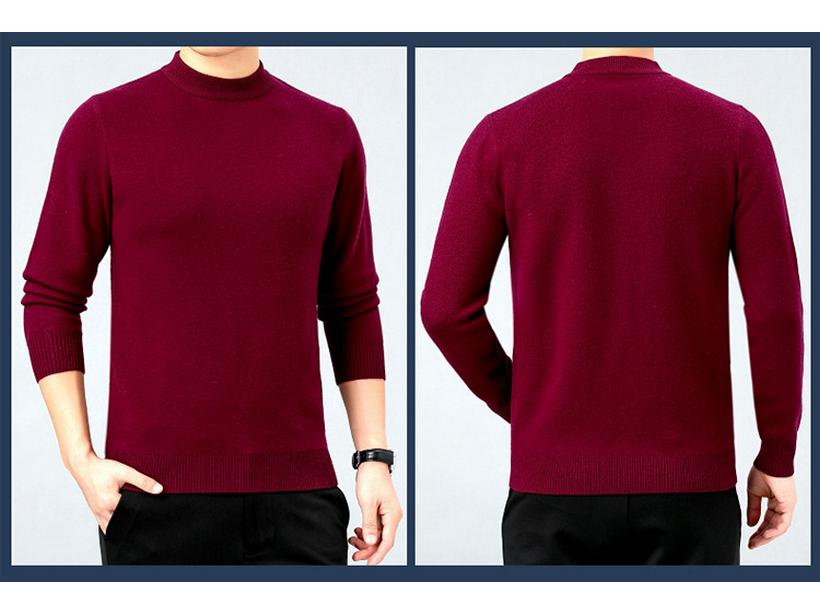 Herren Business Casual dicker Kaschmirpullover - Neuer Stil, Halbhoher Rundhalsausschnitt, 100% Reines Kaschmir, Hochwertige Basisschicht