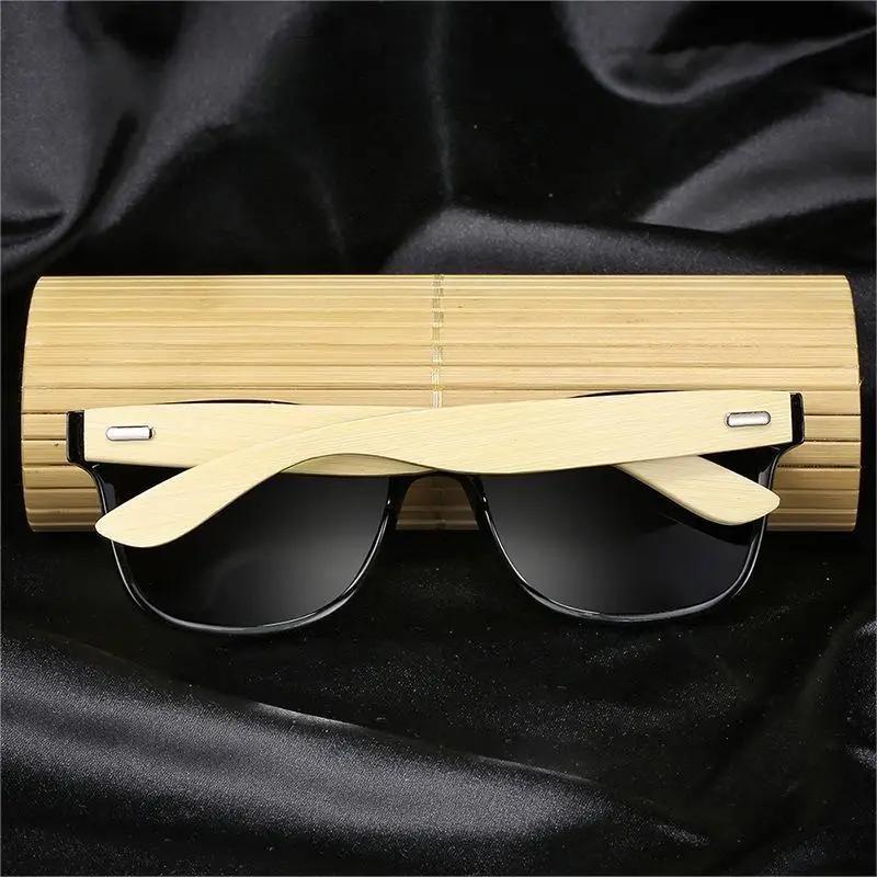 Bamboo Wood Vintage Square Sunglasses Men Women Luxury Designer UV400 Wooden Driving Fishing Eyewear