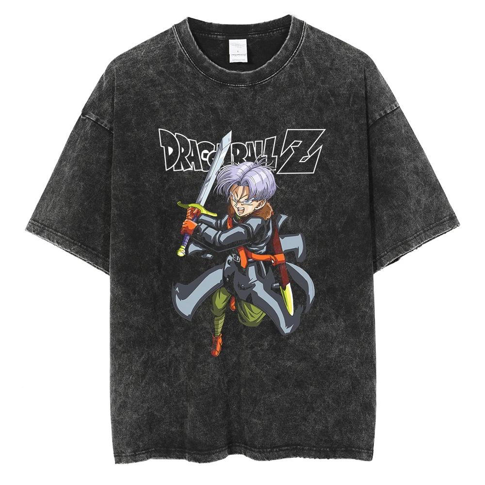 

Men Streetwear Hip Hop Oversized T Shirt Dragon Ball Anime Graphic Washed Black T Shirt Loose Tshirt Cotton Harajuku Tops Tees S