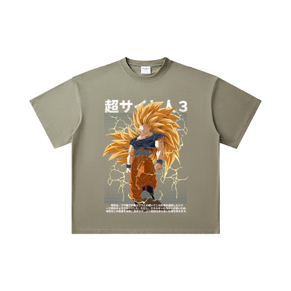 260 GSM Double Yarn 32 Count 100% Cotton Dragon Ball V59 Goku SSJ3 Print Unisex Heavy Cotton T Shirt