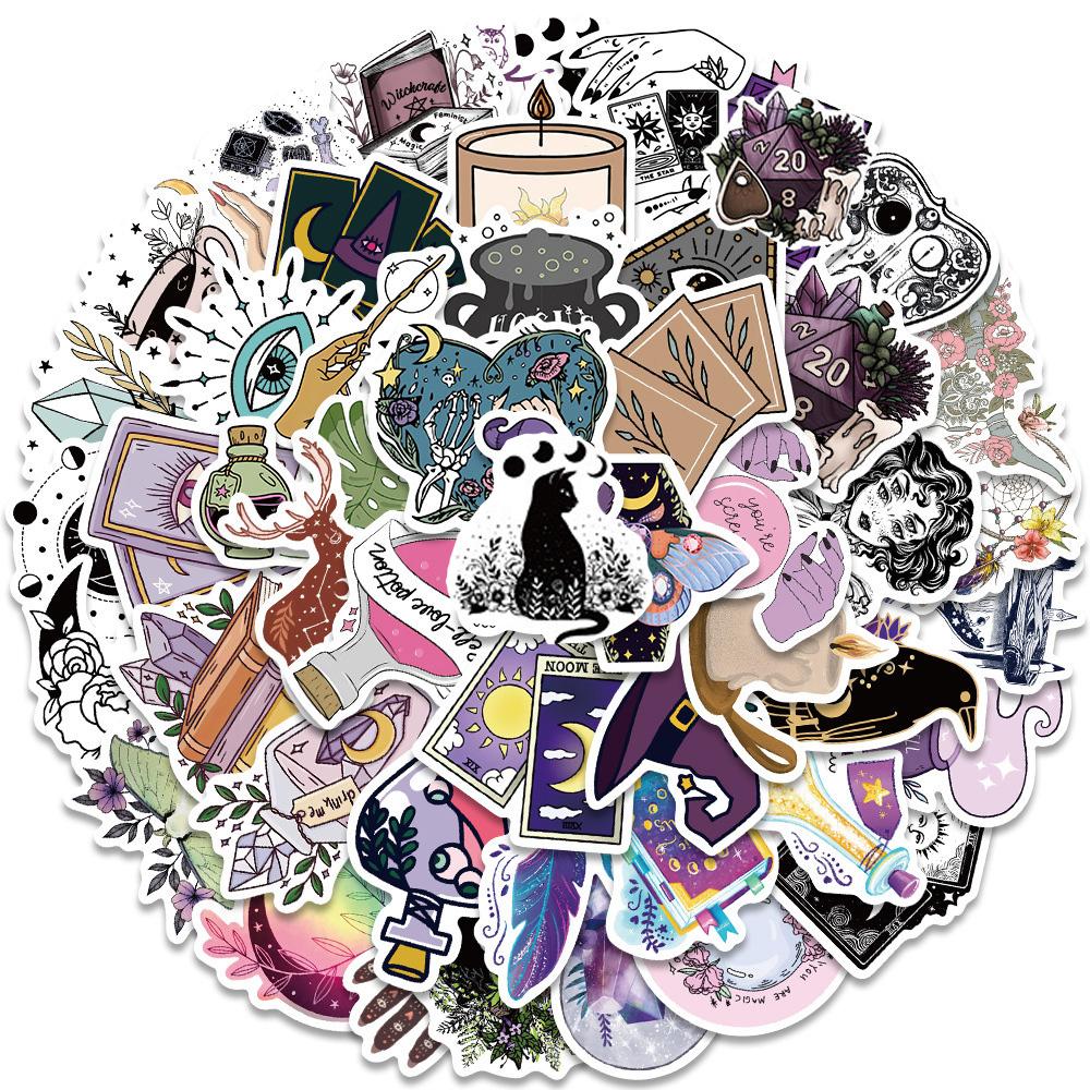10 30 50Pcs Gothic Boho Witch Magic Apothecary Graffiti Stickers Skateboard Guitar Luggage Car Phone Cool Sticker Decal Kid Toy