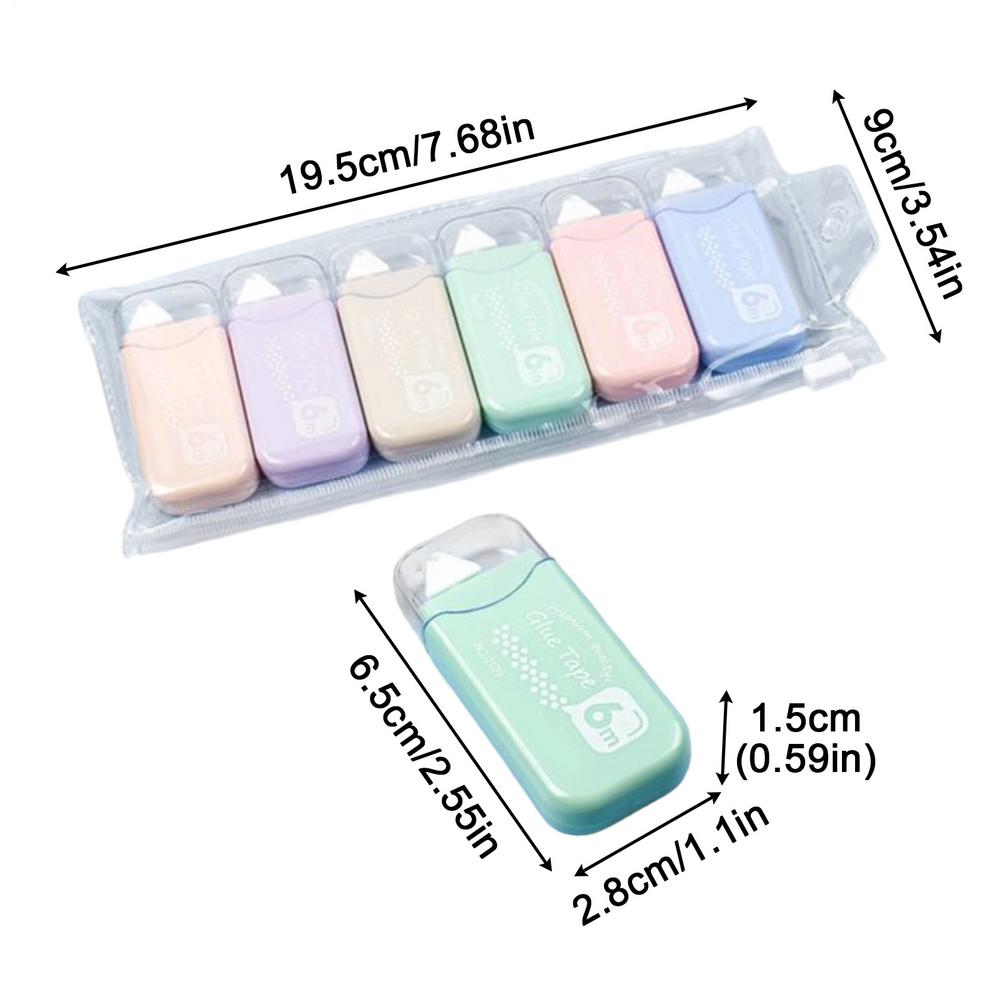 Клейкая лента для скрапбукинга 6 штук Двусторонняя клейкая лента-аппликатор Клей-аппликатор для ведения дневника, рукоделия, школы, офиса, класса