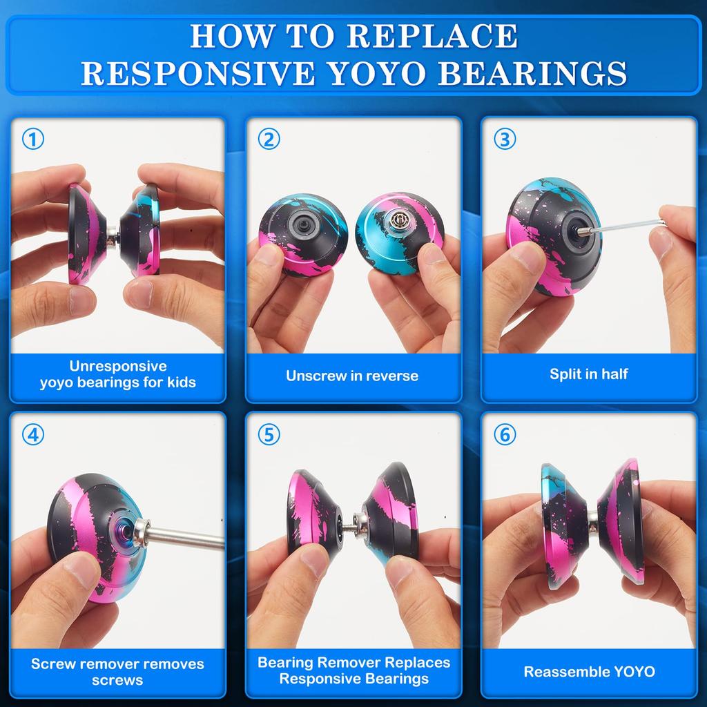 Watieoboo Yoyo Professionelles Metall-Yo-Yo, Reagierendes Yo-Yo für Anfänger und Erwachsene, Nicht-reagierendes Yo-Yo für Fortgeschrittene und Profis, Enthält
