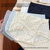 Plus Size Women's Spring Summer Floral Cotton 10A Antibacterial Extended Crotch Hip Mid Waist Flat Angle Briefs