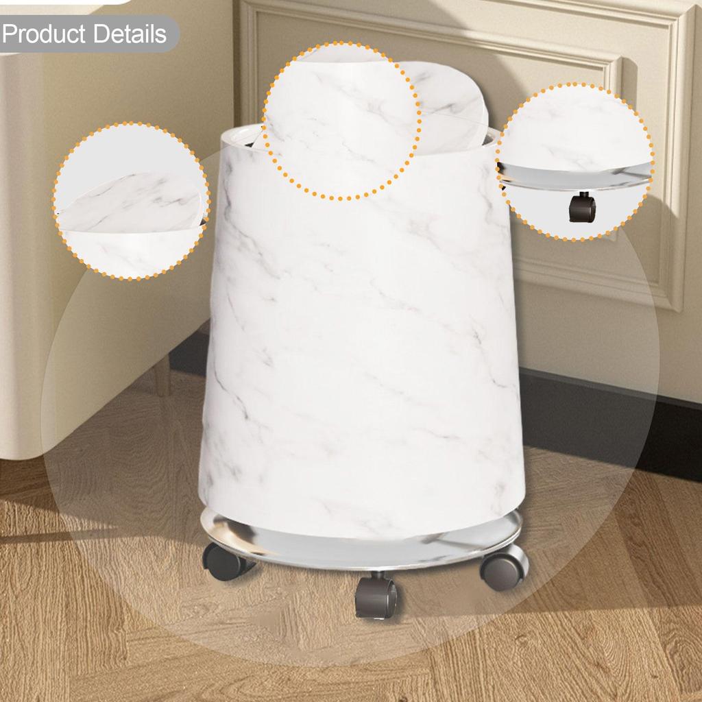 Marble Trash Bin Household Trash Bin Double Layer Household Trash Can Rolling Garbage Bin Removable Inner for Bedroom Home